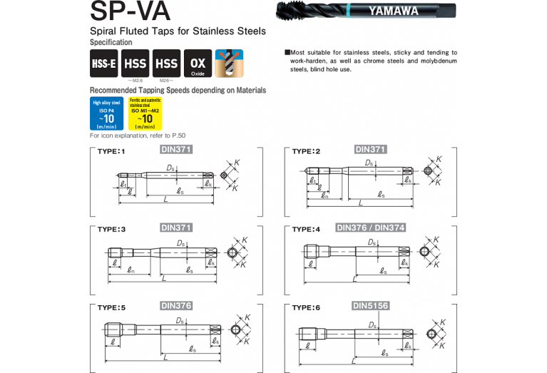 Метчик SP-VA 371 ISO2 M 8X1.25 SD8.0NAGEX