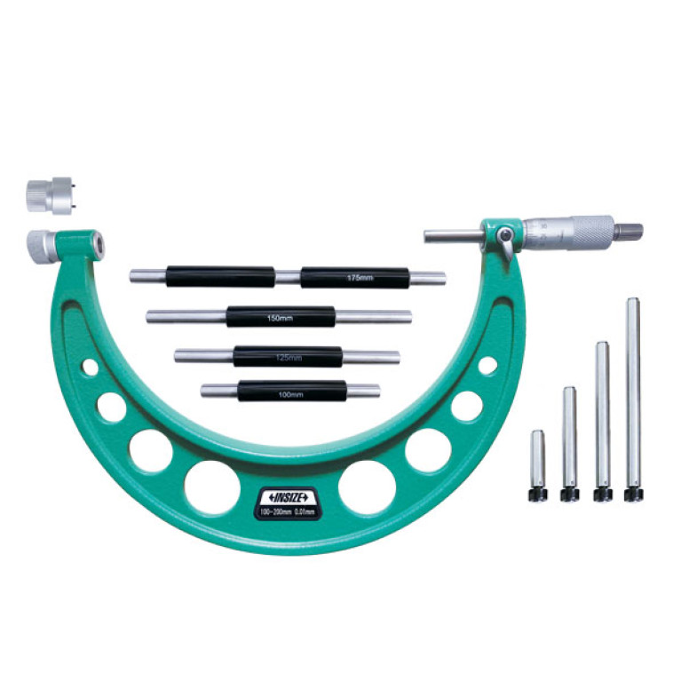 Микрометр гладкий 100-200мм 0.01мм со сменными штоками (3206-200A) INSIZE