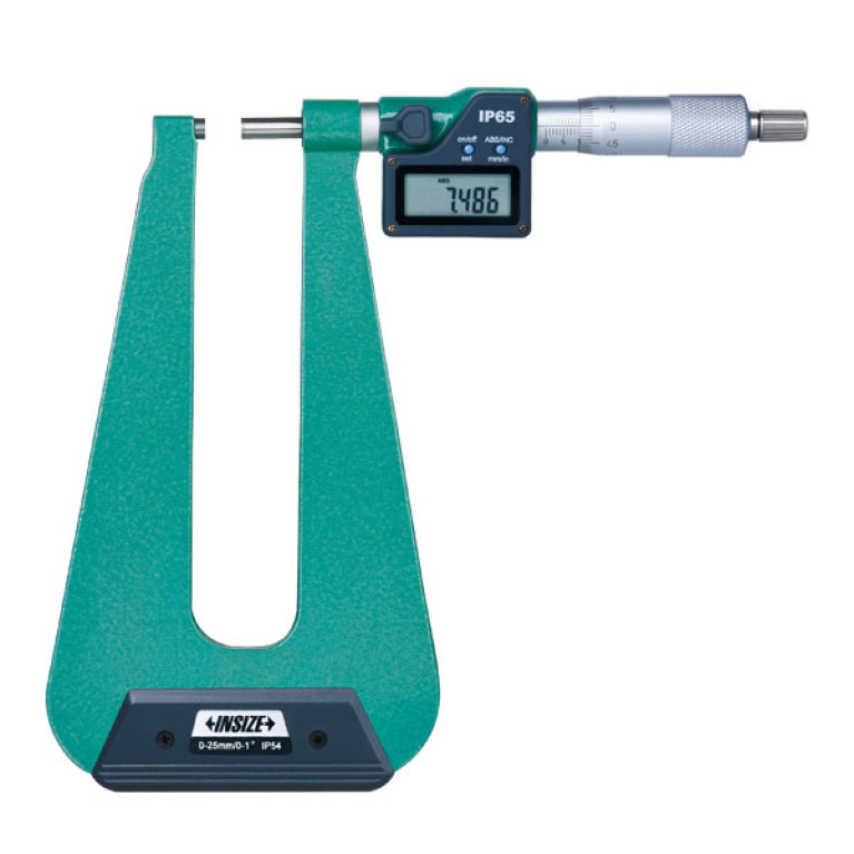 Микрометр цифровой с длинной рамкой с фрикционным барабаном 0-25мм 0.001мм глубина рамки 155мм (3539-253FA) INSIZE