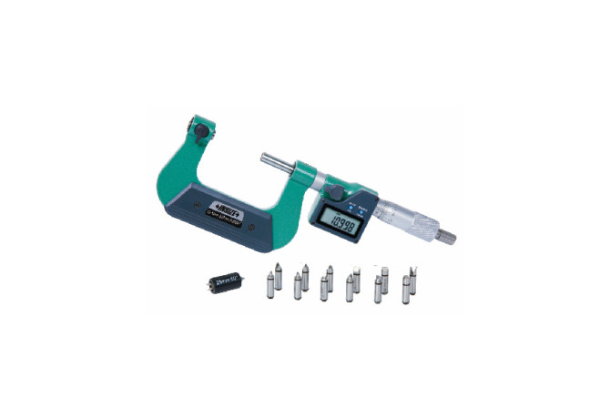 Микрометр резьбовой цифровой с комплектом вставок 60° 0-25мм 0.001мм (3581-S25) INSIZE