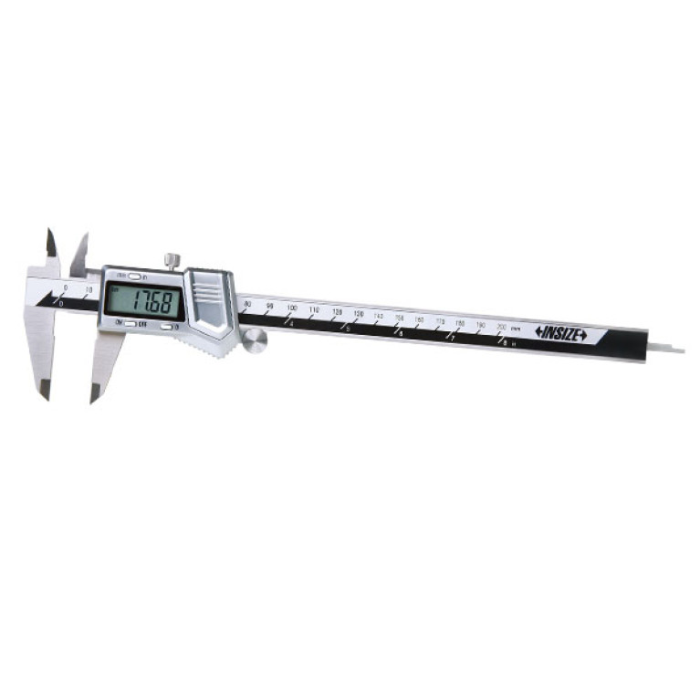 Штангенциркуль цифровой 200мм 0.01мм вылет губок 50мм цинковый корпус с роликом (1114-200A) INSIZE