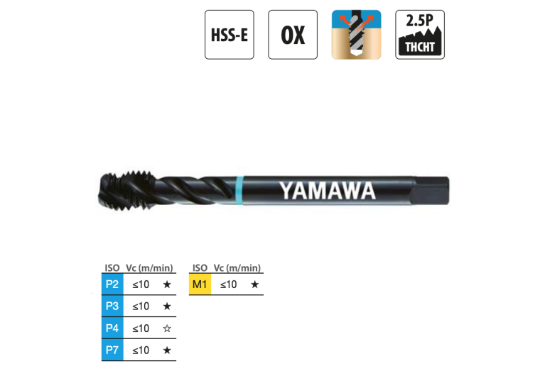 Метчик M2.5x0.45 винтовой SP-VA 371 ISO2(6H) (SD2.5FAGEX) YAMAWA