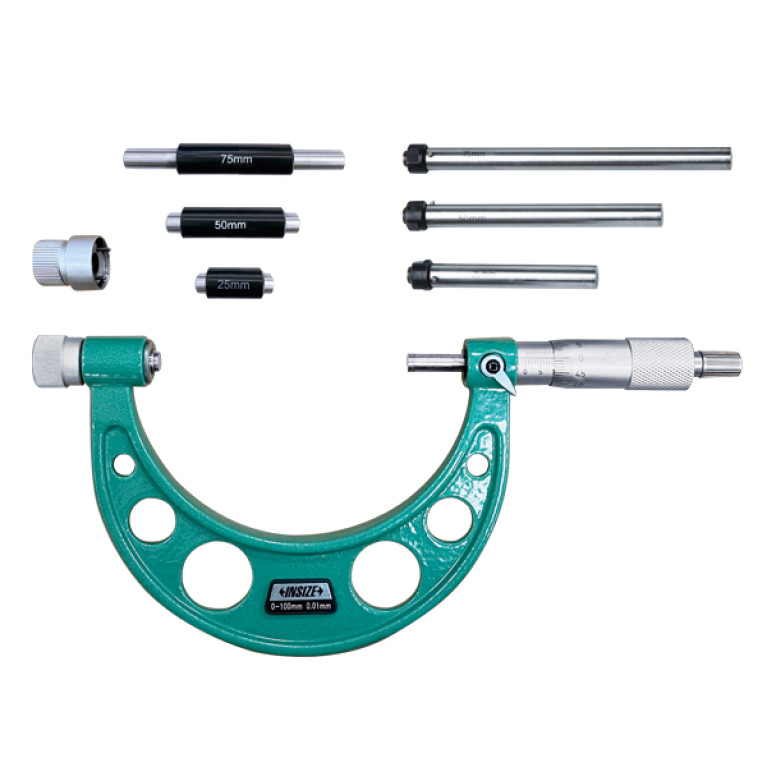 Микрометр гладкий 0-100мм 0.01мм со сменными штоками (3206-100A) INSIZE
