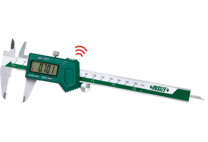 Штангенциркуль цифровой с беспроводной связью 200мм 0.01мм вылет губок 50мм с керамическими губками без ролика (1193-200WWL) INSIZE