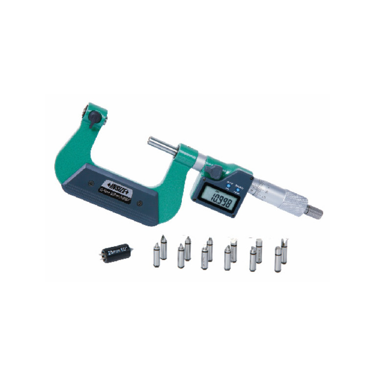 Микрометр резьбовой цифровой с комплектом наконечников 150-175мм 0.001мм (3581-S175E) INSIZE