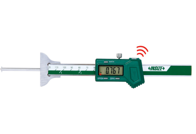 Штангенглубиномер цифровой со встроенной беспроводной связью с круглым стержнем 200мм (1148-200WL) INSIZE