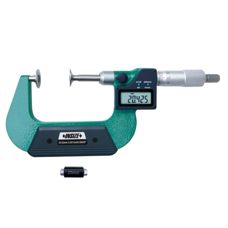 Микрометр дисковый цифровой с невращающимся шпинделем 25-50мм 0.001мм (3594-50A) INSIZE